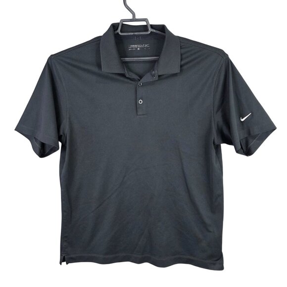 Mens Nike Golf Dri Fit Black Polo Shirt Short Sleeve Polyester Size L - Picture 1 of 8